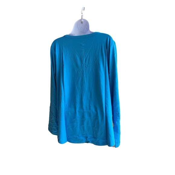Belle by Kim Gravel Women's Top Sz XL Primabelle Knit Henley Blue - Picture 3 of 4